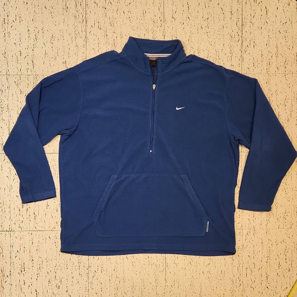 Nike Swoosh Blue 1/4 Zip Therma Fit Collared Fleece Sweater Vintage Y2K